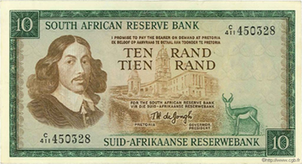 10 Rand AFRIQUE DU SUD  1975 P.113c TTB+