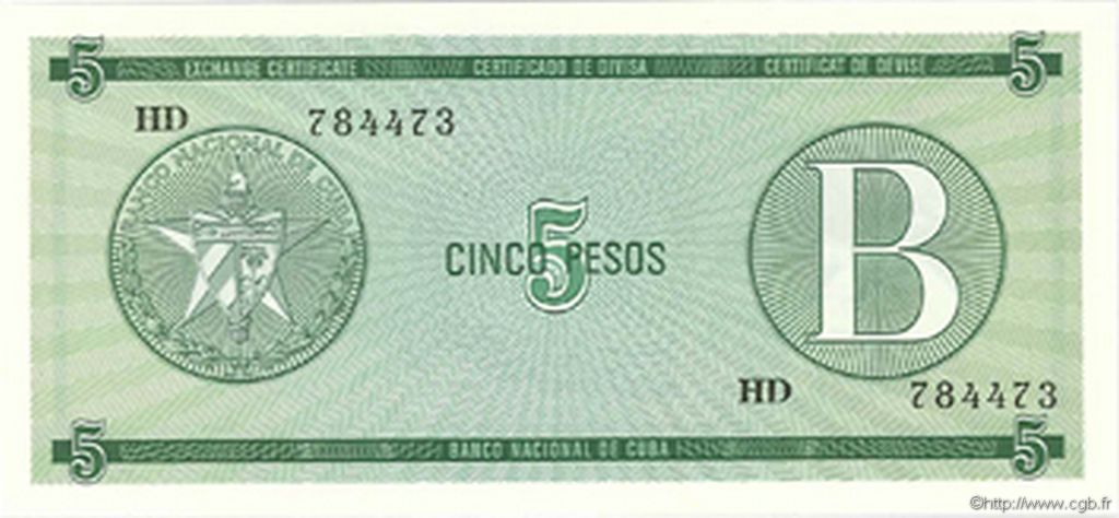 5 Pesos CUBA  1985 P.FX07 UNC