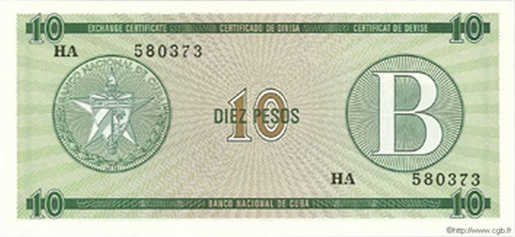 10 Pesos CUBA  1985 P.FX08 FDC