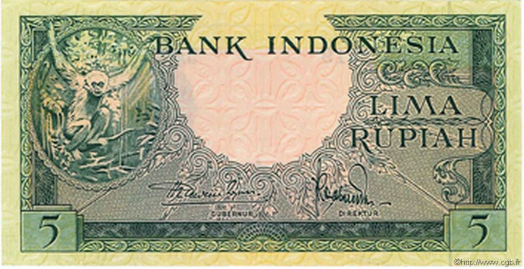 5 Rupiah INDONESIEN  1957 P.049a ST