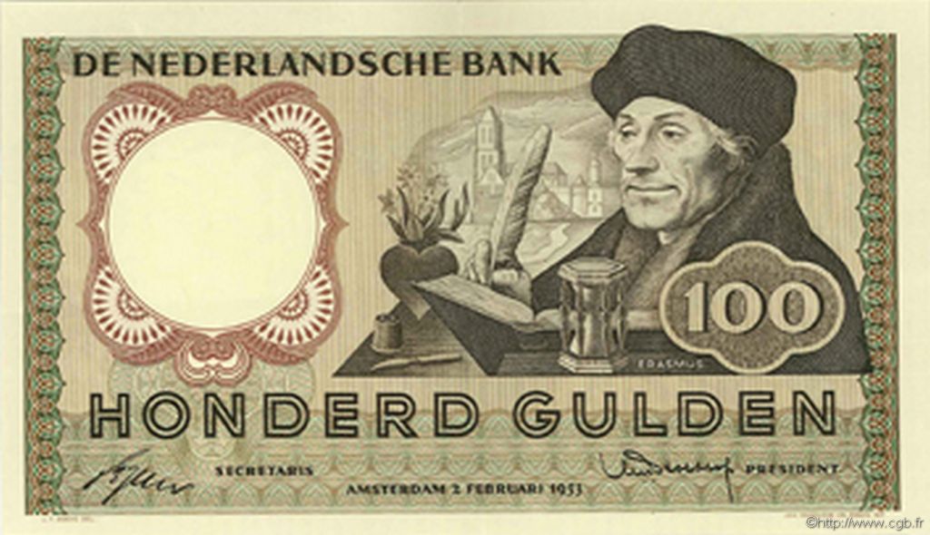 100 Gulden NETHERLANDS  1953 P.088 XF