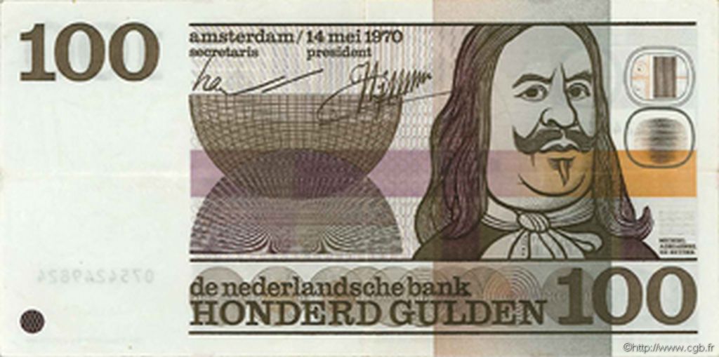 100 Gulden PAíSES BAJOS  1970 P.093a MBC+