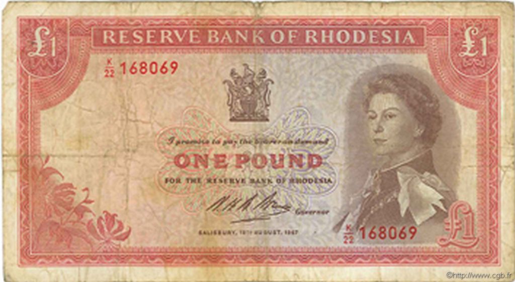 1 Pound RHODESIA  1967 P.28a F-