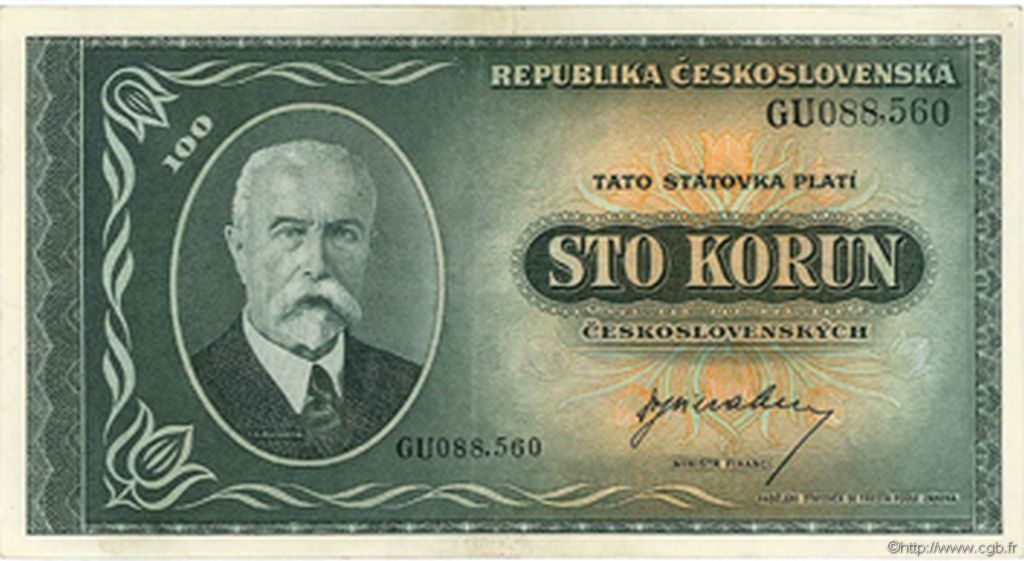 100 Korun CZECHOSLOVAKIA  1945 P.063a VF