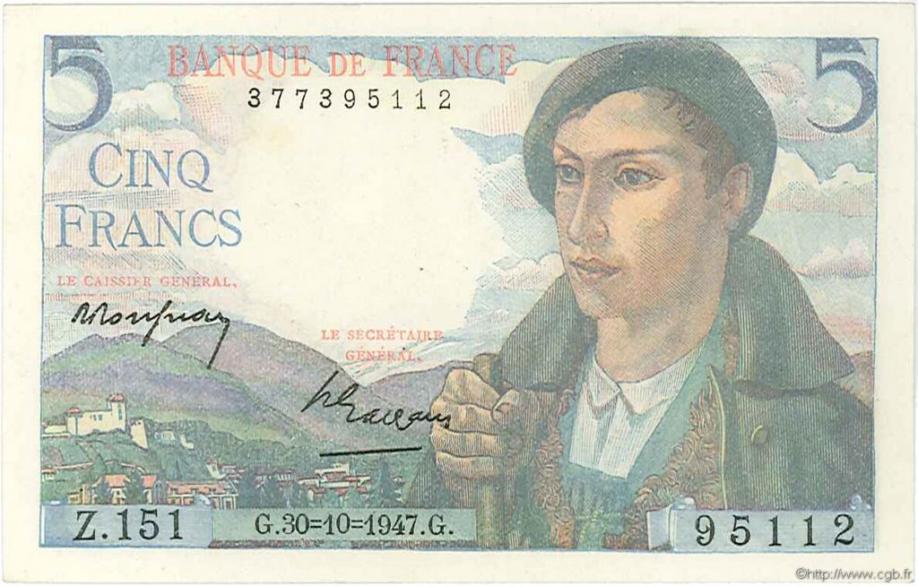5 Francs BERGER FRANCE  1947 F.05.07 SPL