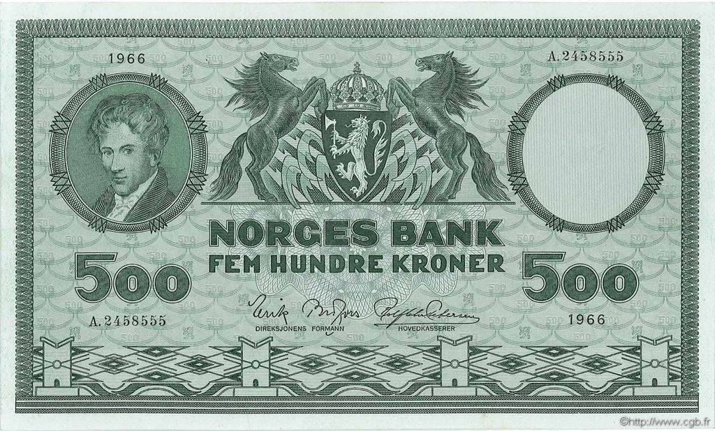 500 Kroner NORVÈGE  1966 P.34d EBC+