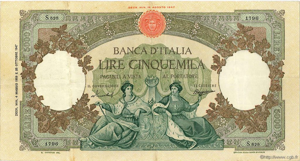 5000 Lire ITALIA  1959 P.085c MBC