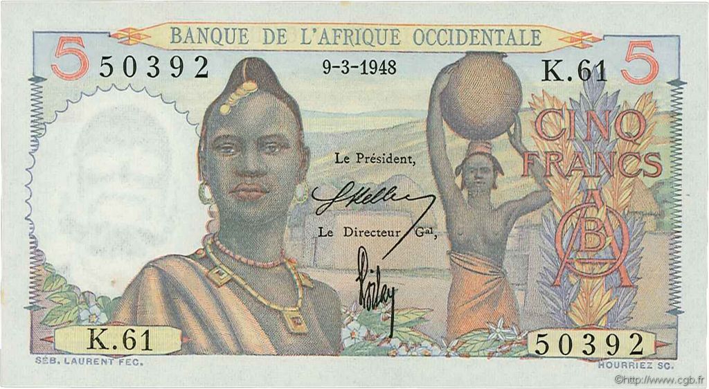 5 Francs FRENCH WEST AFRICA (1895-1958)  1948 P.36 UNC-