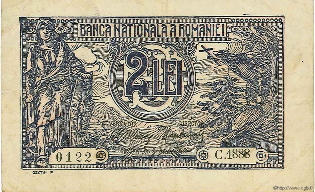 2 Lei ROMANIA  1915 P.018 VF