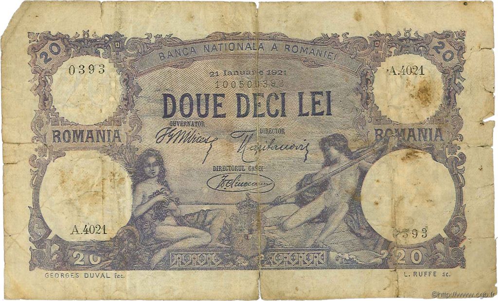 20 Lei ROMANIA  1921 P.020 G