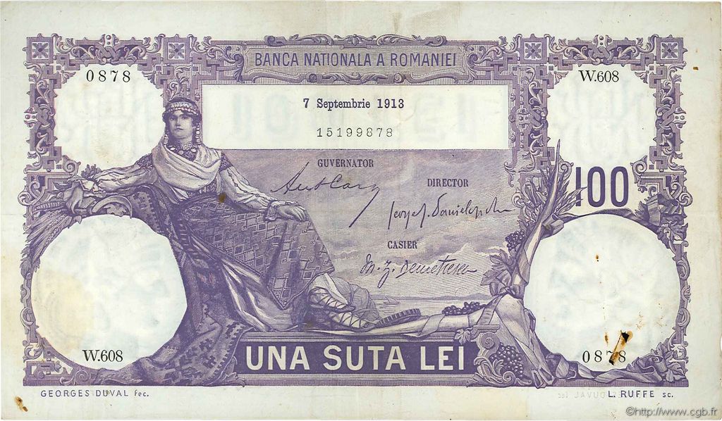 100 Lei ROMANIA  1913 P.021a BB