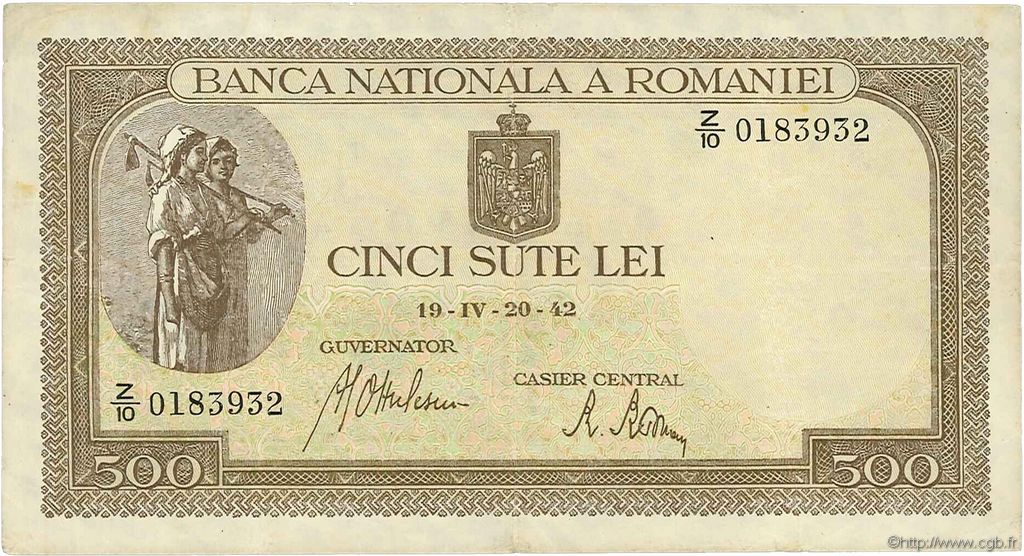 500 Lei ROMANIA  1942 P.051a BB