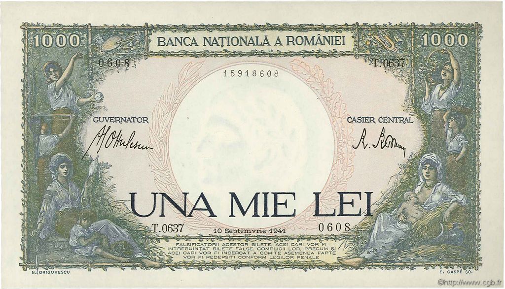 1000 Lei RUMANIA  1941 P.052a SC+