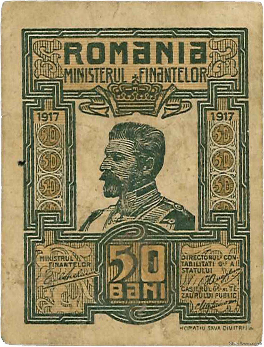 50 Bani ROUMANIE  1917 P.071 TTB