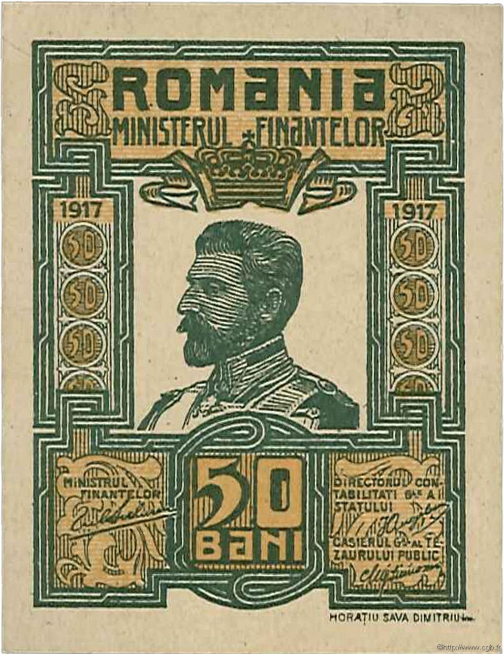 50 Bani ROMANIA  1917 P.071 AU