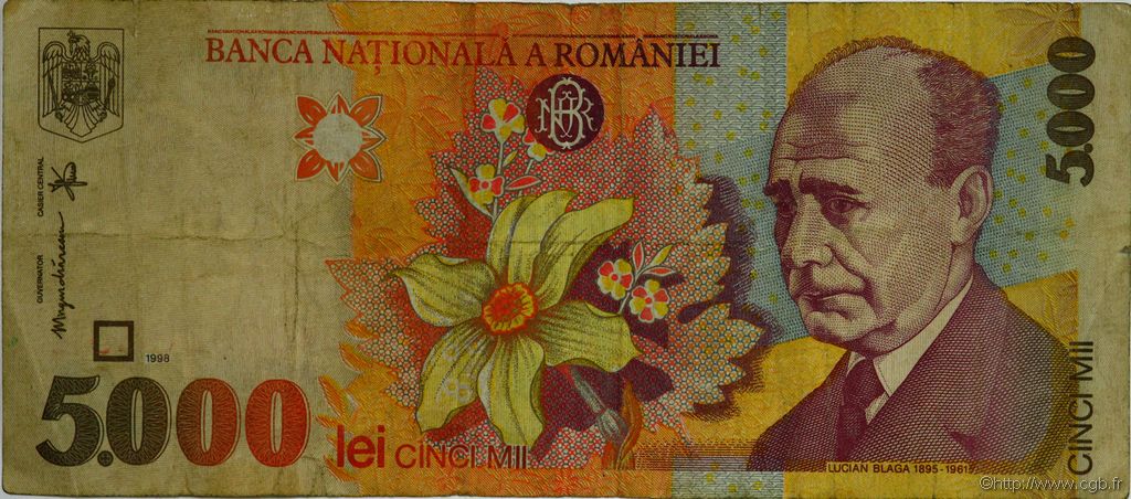 5000 Lei ROMANIA  1998 P.107 F