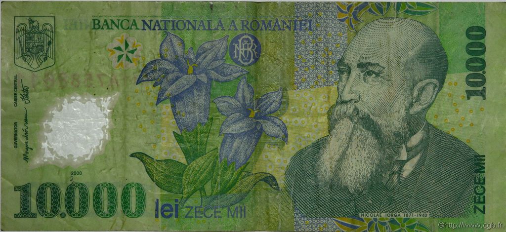 10000 Lei ROMANIA  2000 P.112a F+