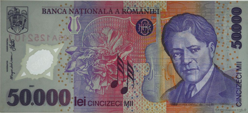 50000 Lei ROMANIA  2001 P.113a AU