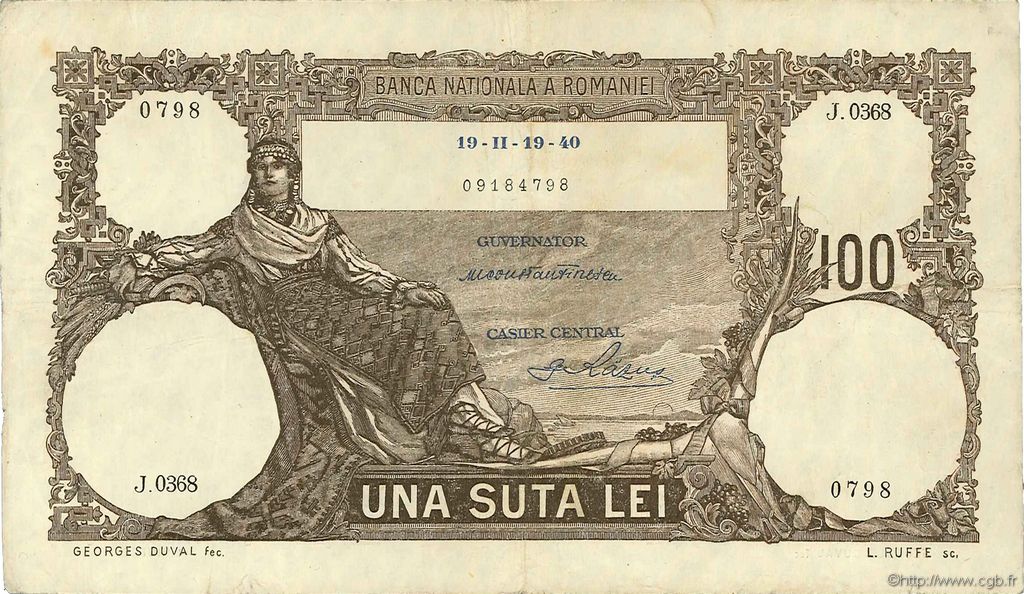 100 Lei ROMANIA  1940 P.050a q.BB
