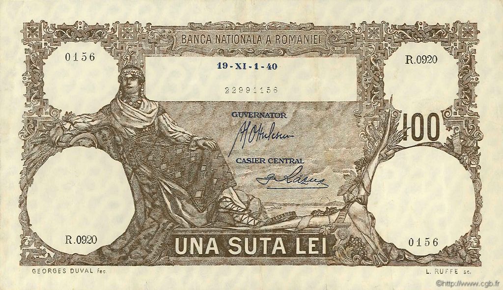 100 Lei ROMANIA  1940 P.050a SPL