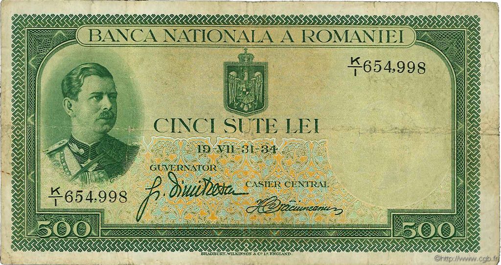 500 Lei ROMANIA  1934 P.036a MB