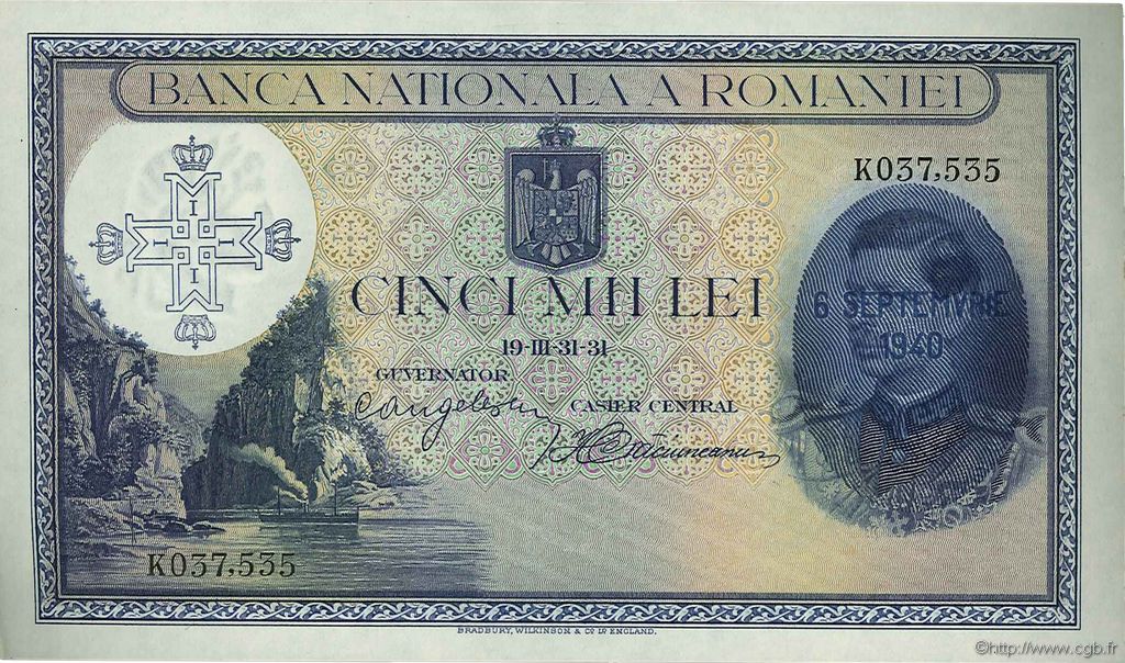 5000 Lei ROMANIA  1940 P.048a UNC-
