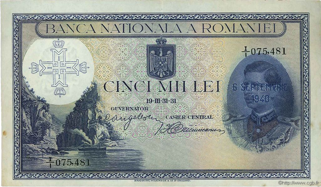 5000 Lei ROMANIA  1940 P.048a XF