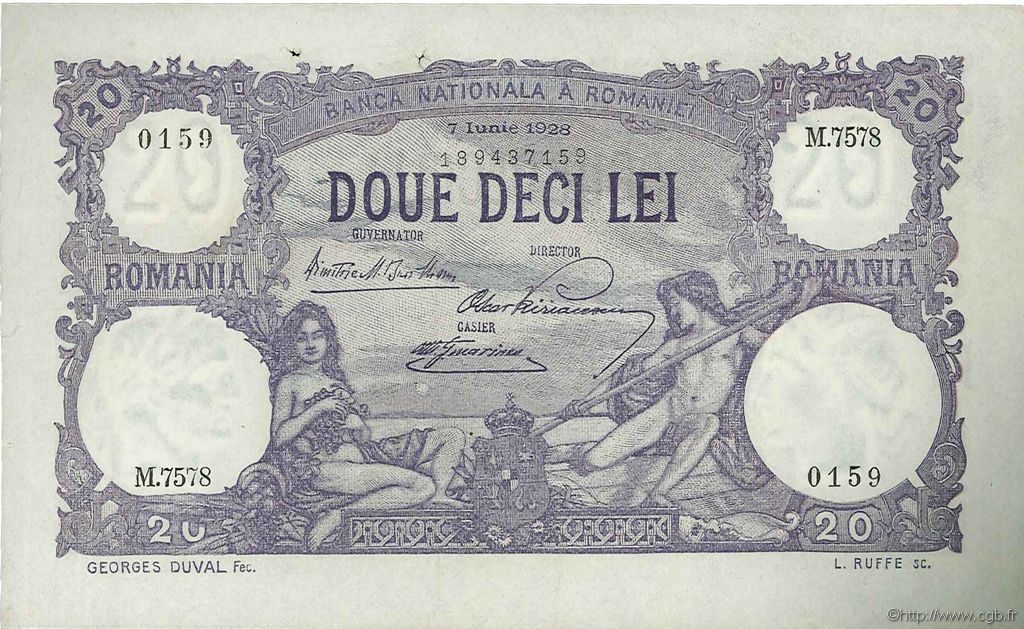 20 Lei ROMANIA  1928 P.020 SPL