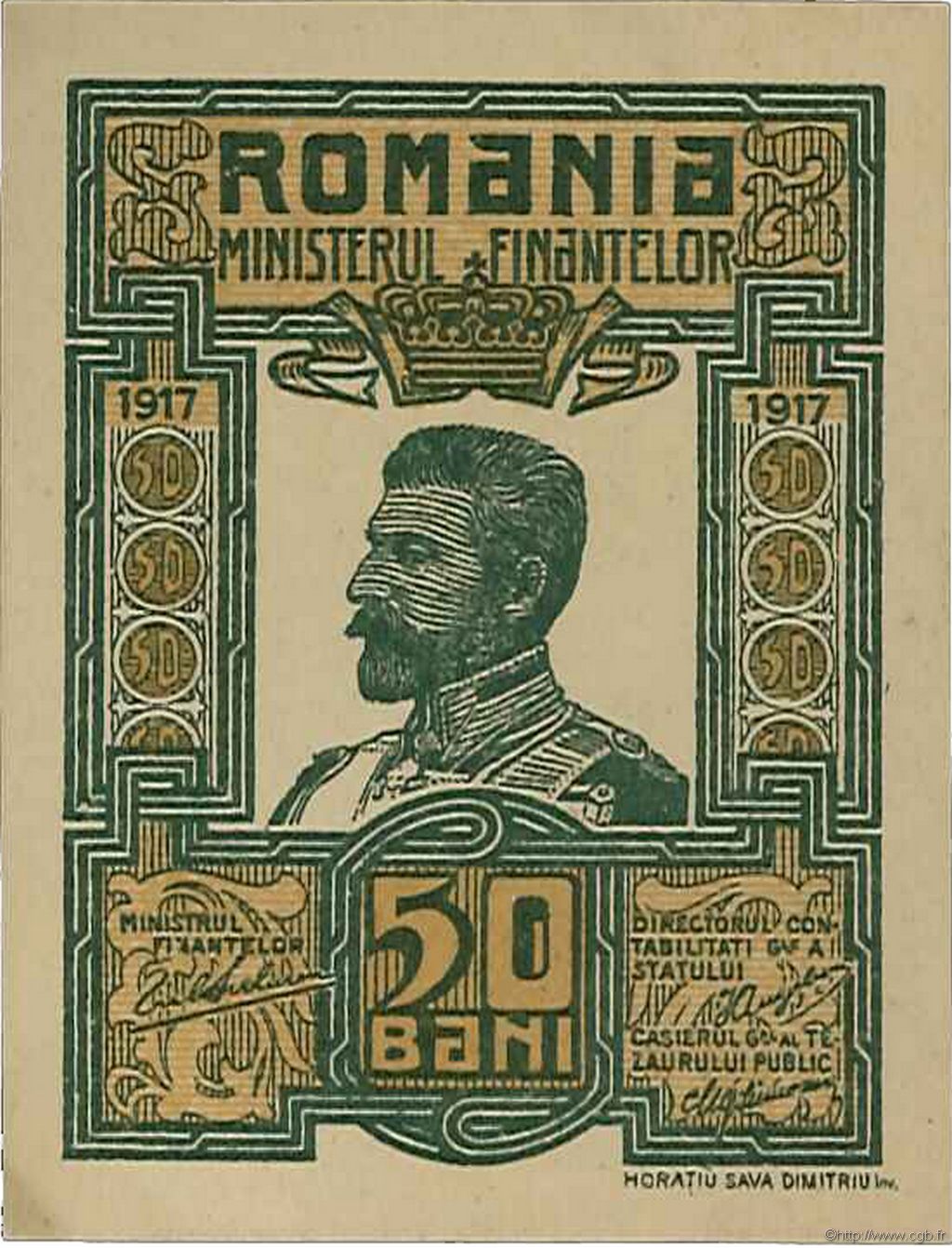 50 Bani RUMÄNIEN  1917 P.071 fST+