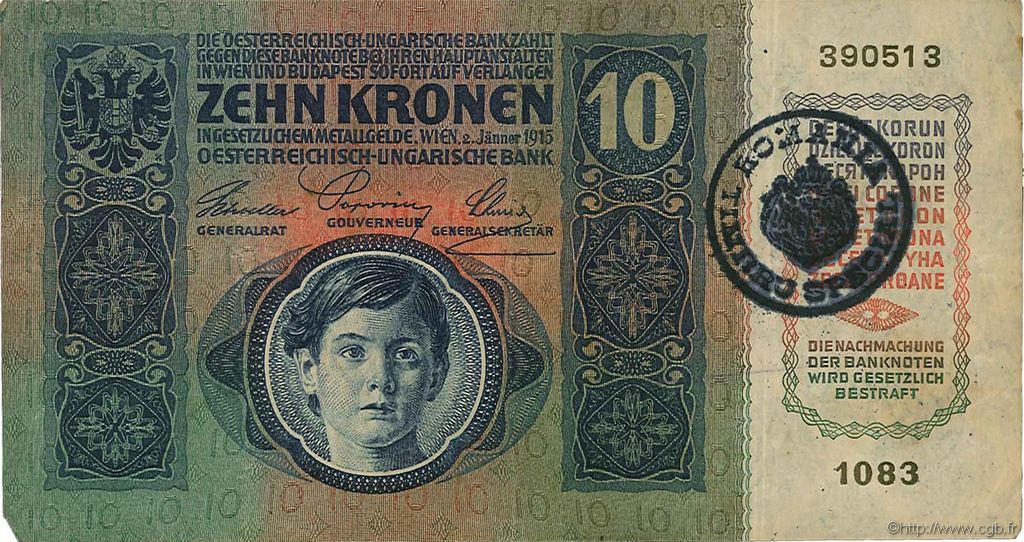 10 Kronen ROUMANIE  1919 P.R02 TTB