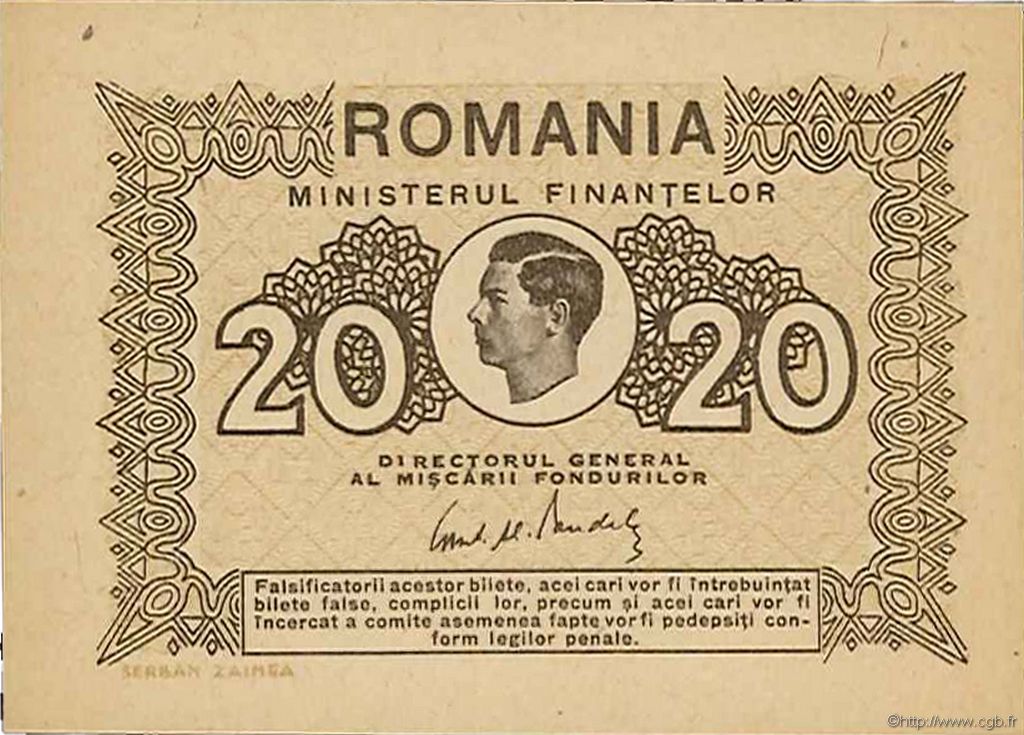 20 Lei ROMANIA  1945 P.076 UNC