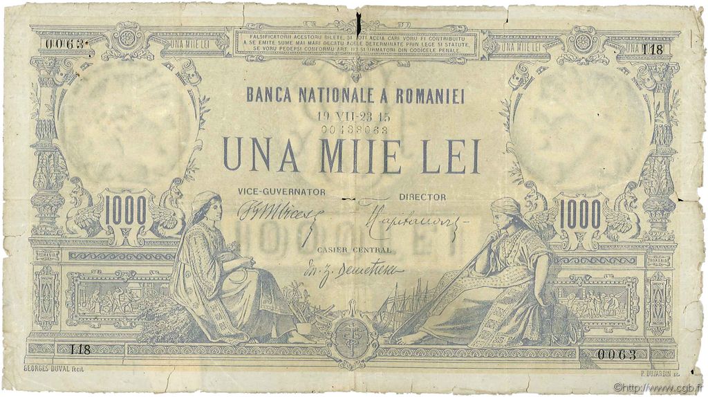 1000 Lei ROMANIA  1915 P.023a G