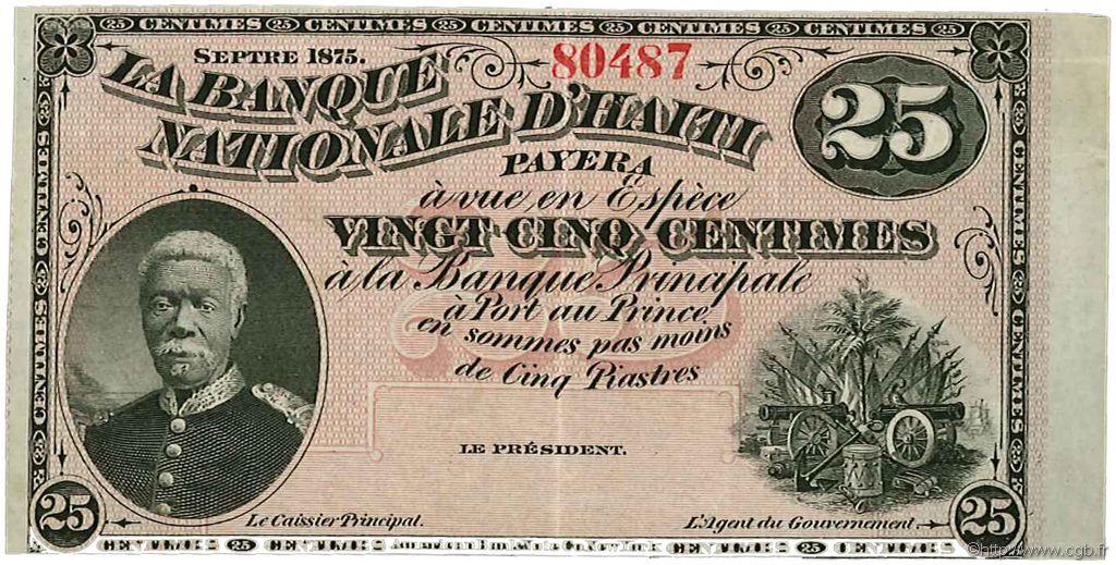 25 Centimes HAÏTI  1875 P.068 SPL