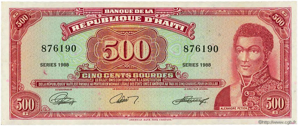 500 Gourdes HAITI  1988 P.252a XF - AU