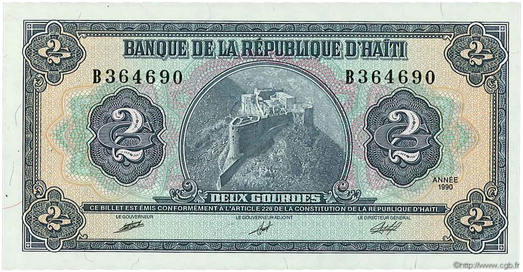 2 Gourdes HAITI  1990 P.254a UNC