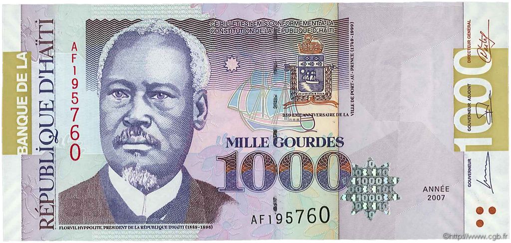 1000 Gourdes HAITI  2007 P.278a UNC