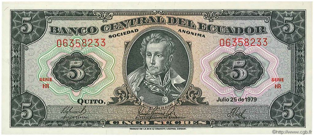 5 Sucres ECUADOR  1979 P.113c FDC
