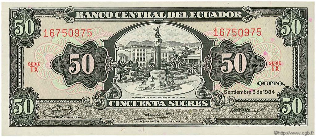 50 Sucres ECUADOR  1984 P.122a UNC