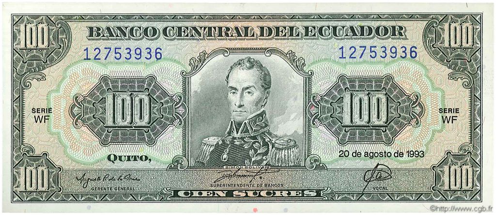 100 Sucres EKUADOR  1993 P.123Ab ST