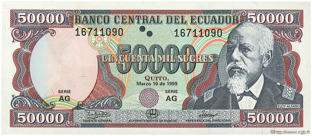 50000 Sucres ECUADOR  1999 P.130c UNC