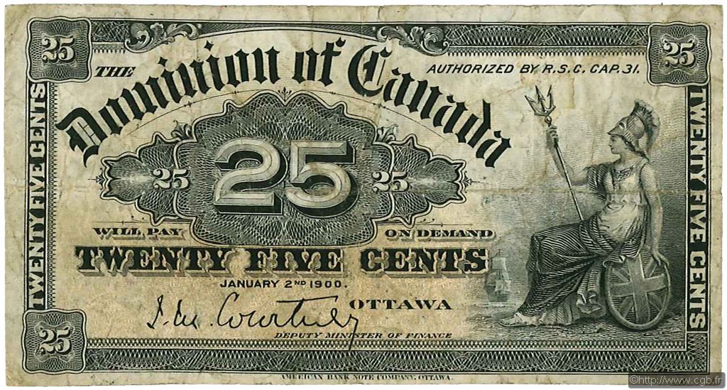 25 Cents KANADA  1900 P.009a S