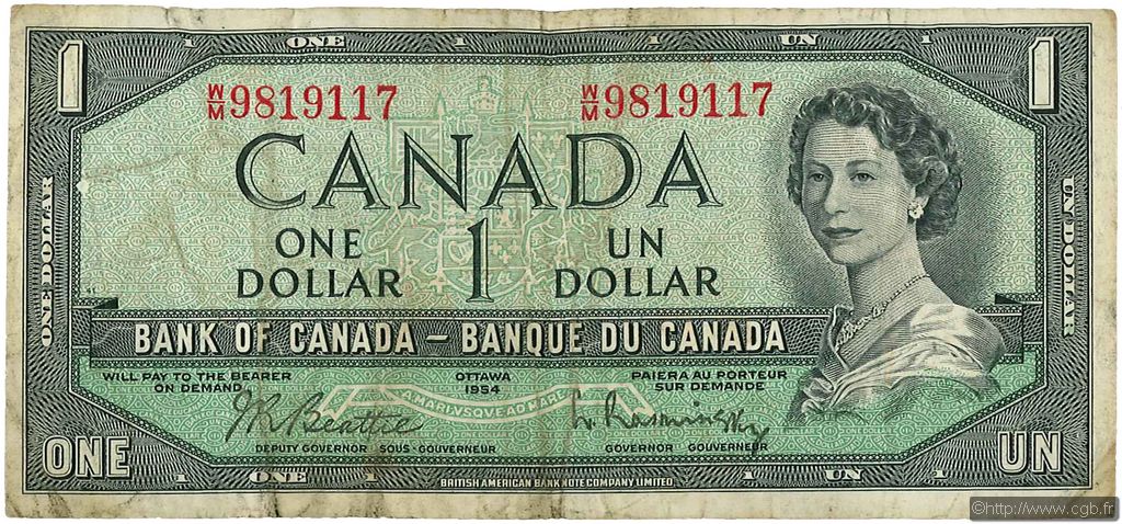 1 Dollar CANADA  1954 P.075b G