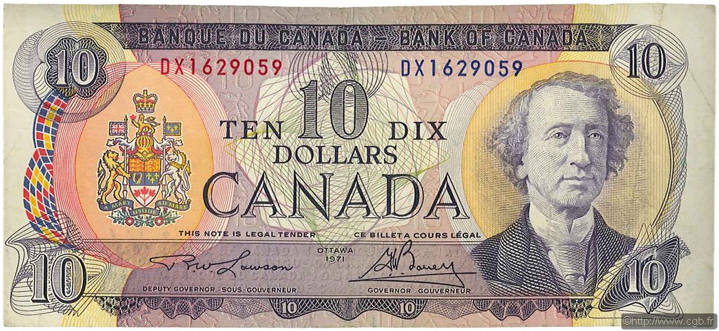 10 Dollars CANADA  1971 P.088c BB