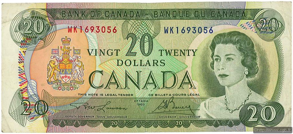 20 Dollars CANADá
  1969 P.089b MBC