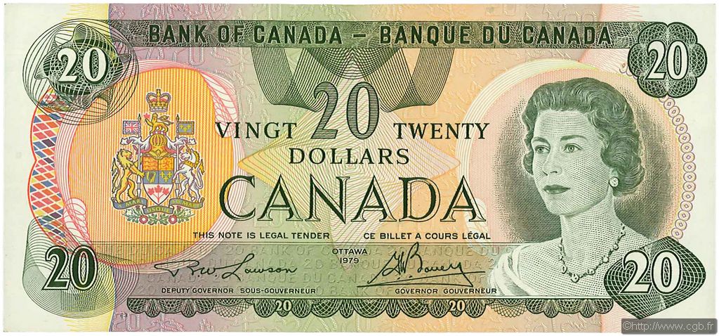 20 Dollars CANADA  1979 P.093a XF