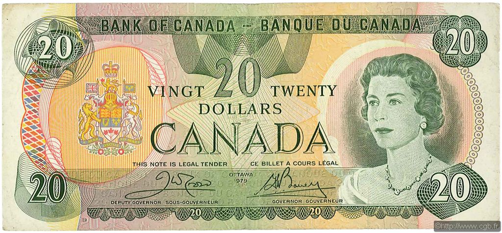 20 Dollars CANADA  1979 P.093b BB
