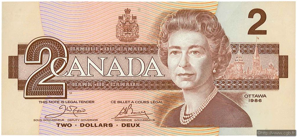 2 Dollars CANADA  1986 P.094a XF