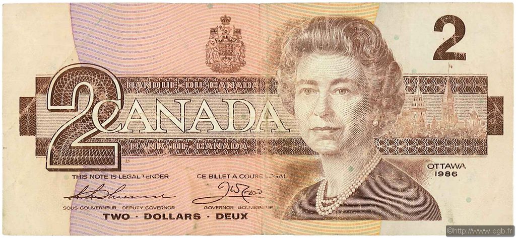 2 Dollars CANADA  1986 P.094b F