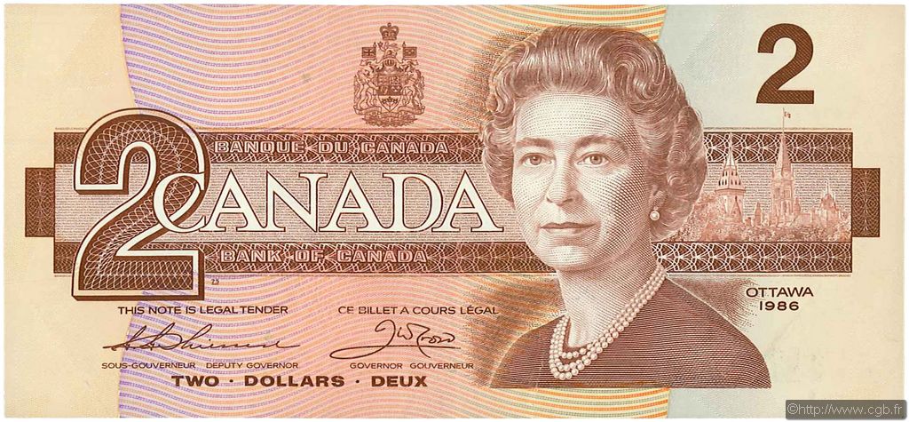 2 Dollars CANADA  1986 P.094b TTB+