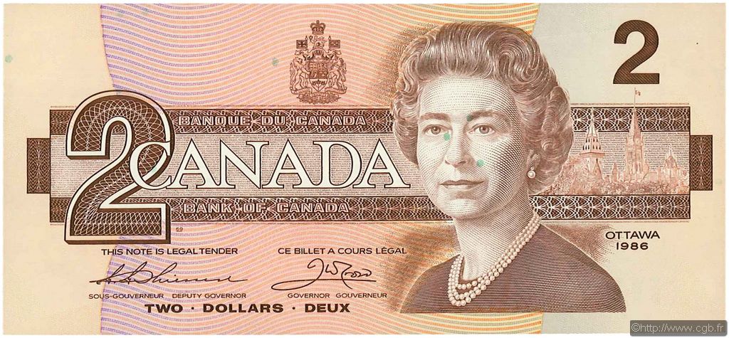 2 Dollars CANADA  1986 P.094b q.FDC